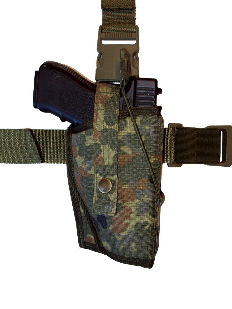 Pouzdro na pistoli s dvojím jištěním stehenní - Flecktarn - Gen.2