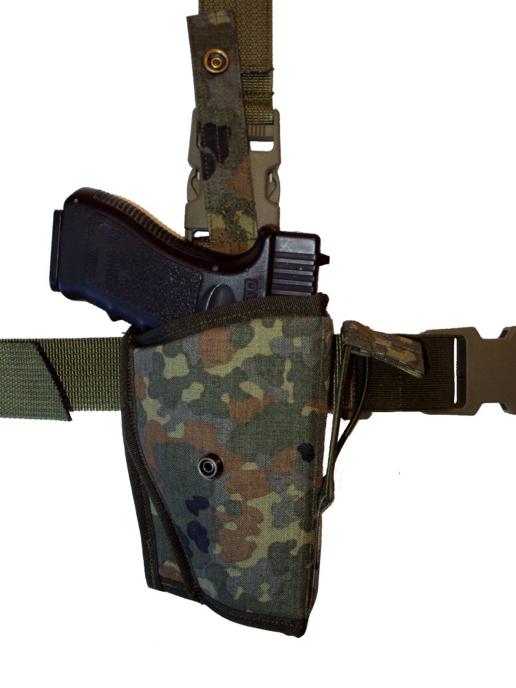 Pouzdro na pistoli s dvojím jištěním stehenní - Flecktarn - Gen.2